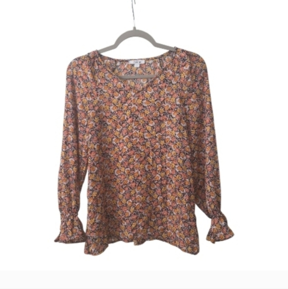 Bar III Floral Long Sleeve Blouse XS